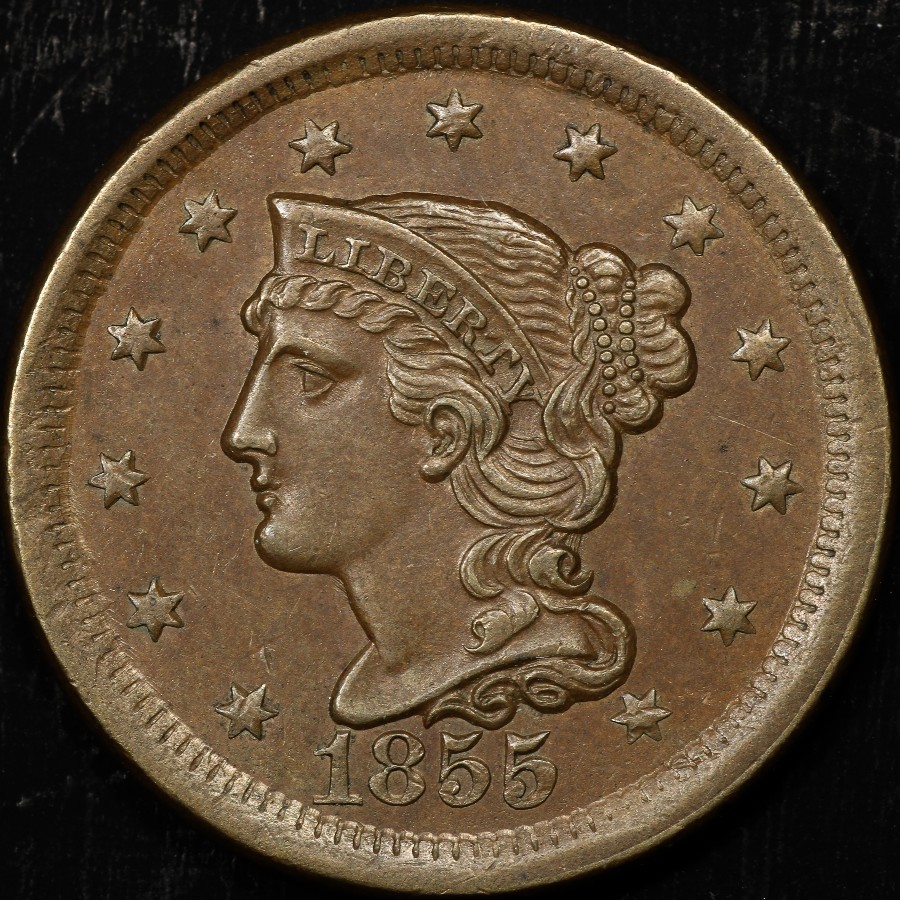 1855-Braided-Hair-Lg.-Cent-Ex.-Walter-Dudgeon