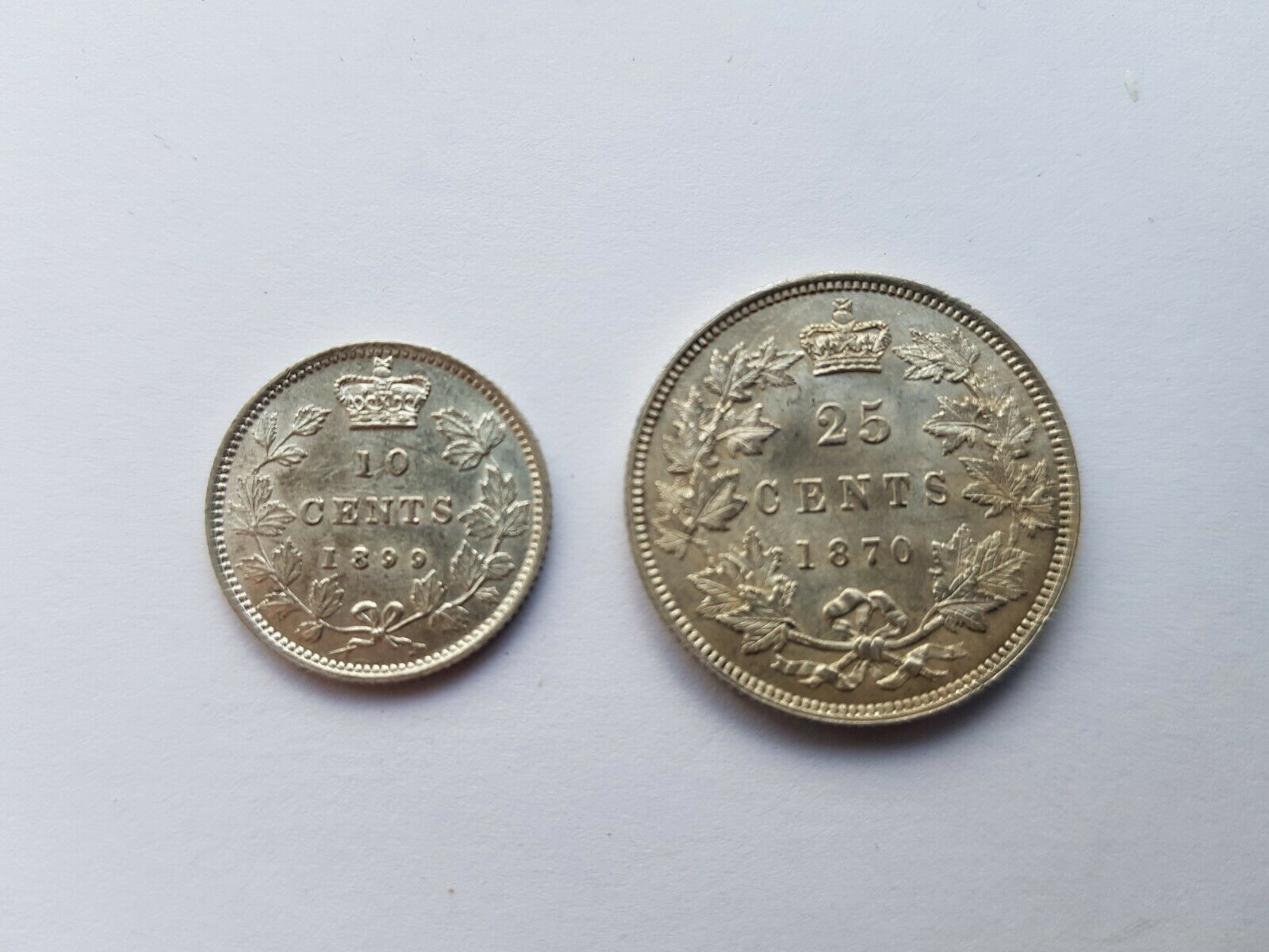 1870-25-Cent-And-1899-10-Cent-For-Grading