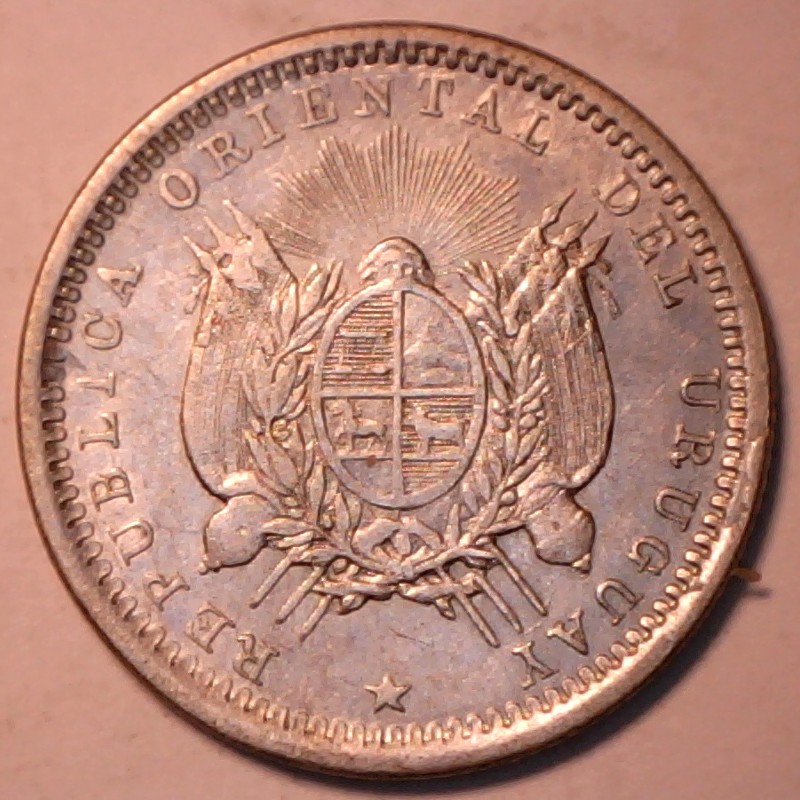 1893/93-10-Centesimos--Uruguay-RPD-With-A-Rim-Cud