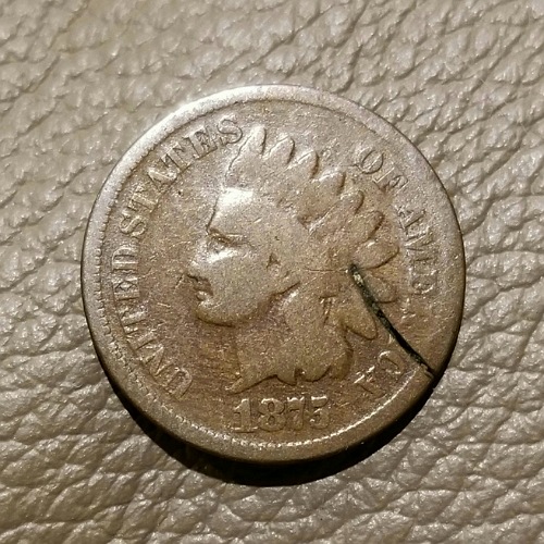 1875-Indian-Head-Cent-Possible-Struck-Thru-Retained-Wire.-$20-Ebay-Pickup.
