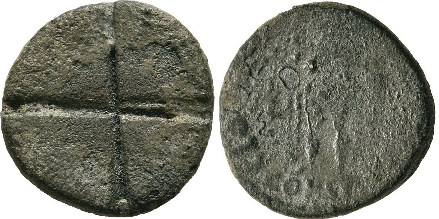 Bronze-Coins-Modified-Into-Weights-For-Gold-Coins