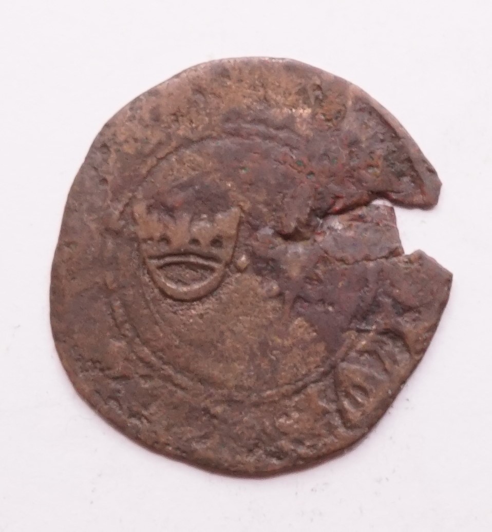Late-Medieval-French?-Coin-Id:-France-Denier-Tournois-03/02/1423