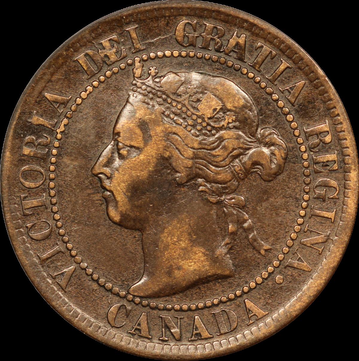 1895-Victoria-Large-Cent,-Cracked-And-Chipped-Obverse