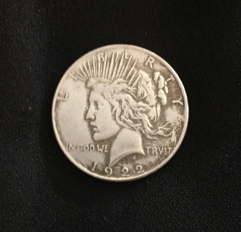 1922-Silver-Dollar-Morgan/Peace?-Lady-Stamp-On-Both-Sides.