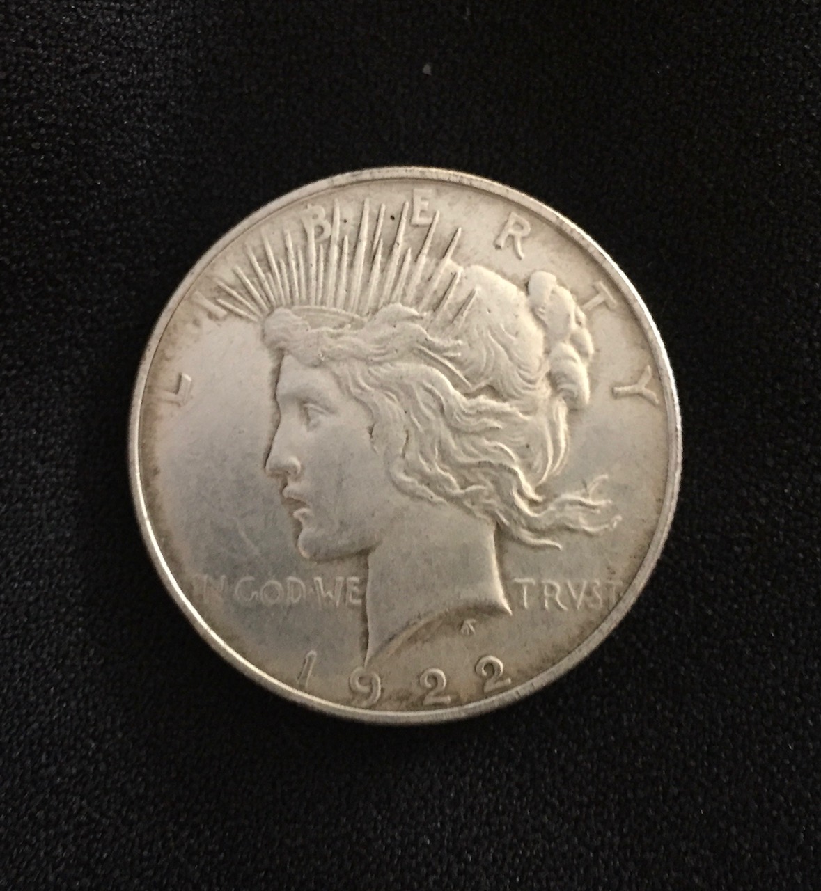 1922-Silver-Dollar-Morgan/Peace?-Lady-Stamp-On-Both-Sides.
