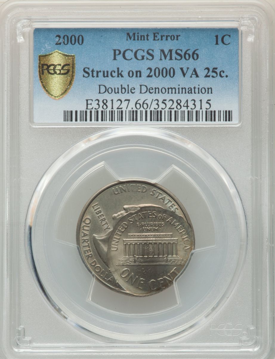 Mint-Error-2000-Lincoln-Cent-Struck-On-2000-VA-Quarter