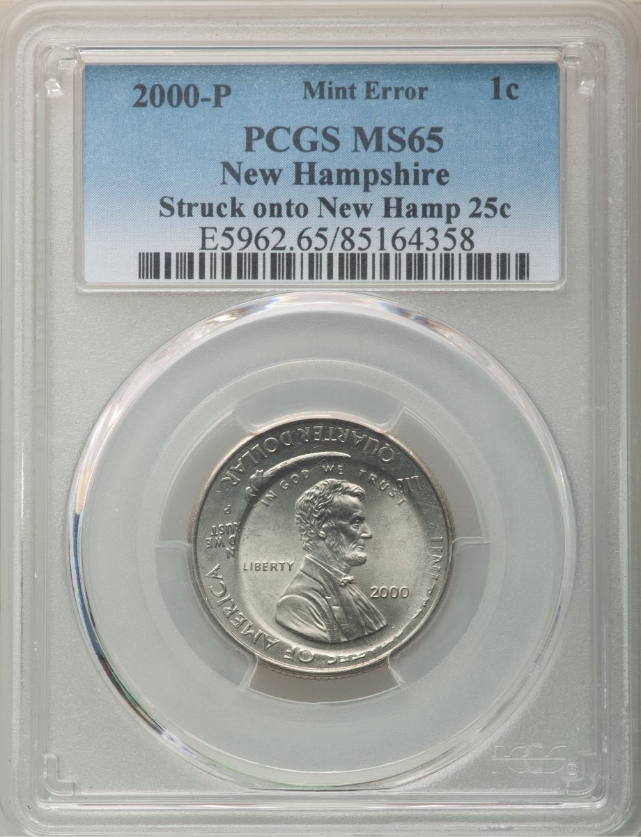 Mint-Error-2000-Lincoln-Cent-Struck-On-2000-VA-Quarter