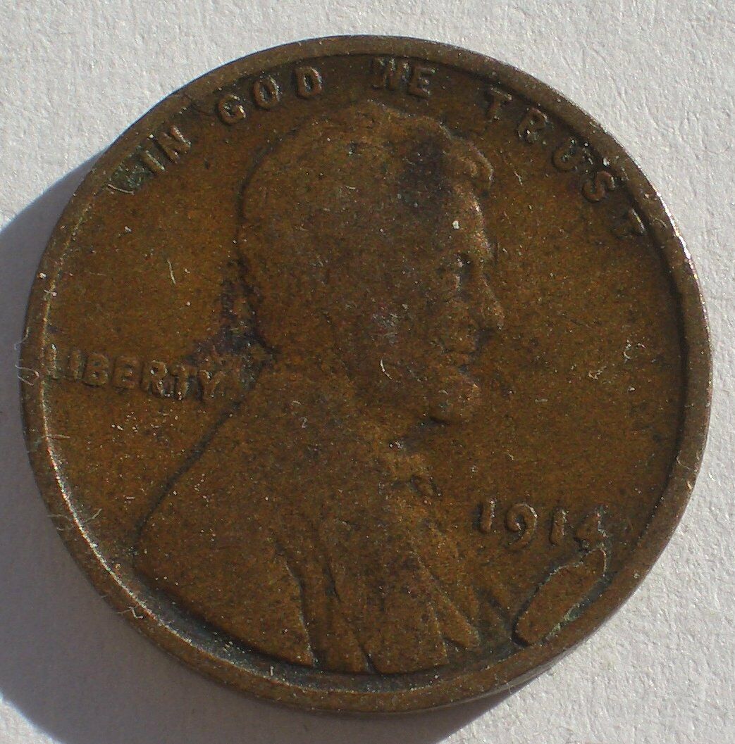 1914-Well-Circulated-Lincoln-With-Huge-Attached-Lamination?