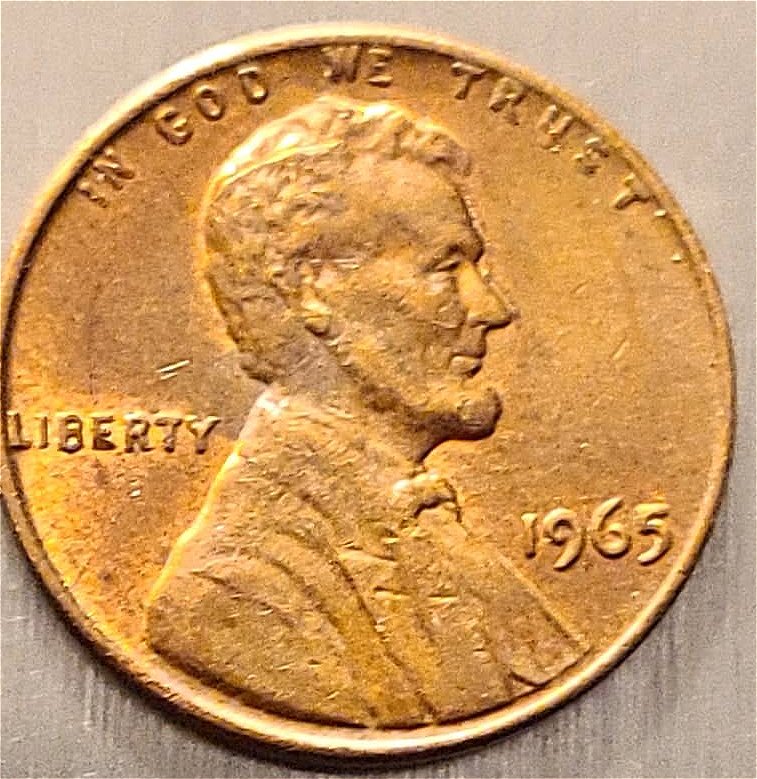 1965-Penny-Strange-Doubling-On-Obverse?