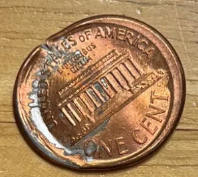 1995-P-Lincoln-Cent--Off-Center,-40%-Brockage-On-Broadstruck-Off-Center