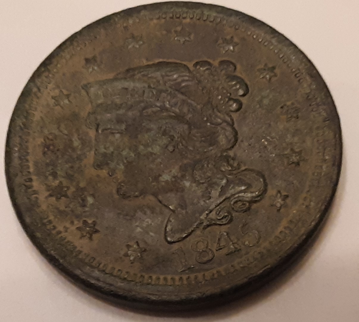 My-First-Find,-40-Years-Ago-In-A-Corn-Field-In-Illinois.-1845-Large-Cent