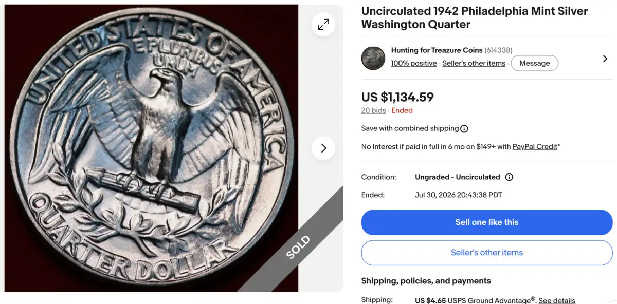 An-Unattributed-1942-Doubled-Die-Reverse-FS-802-Quarter-Just-Sold-For-An-Absolute-Haul-On-Ebay
