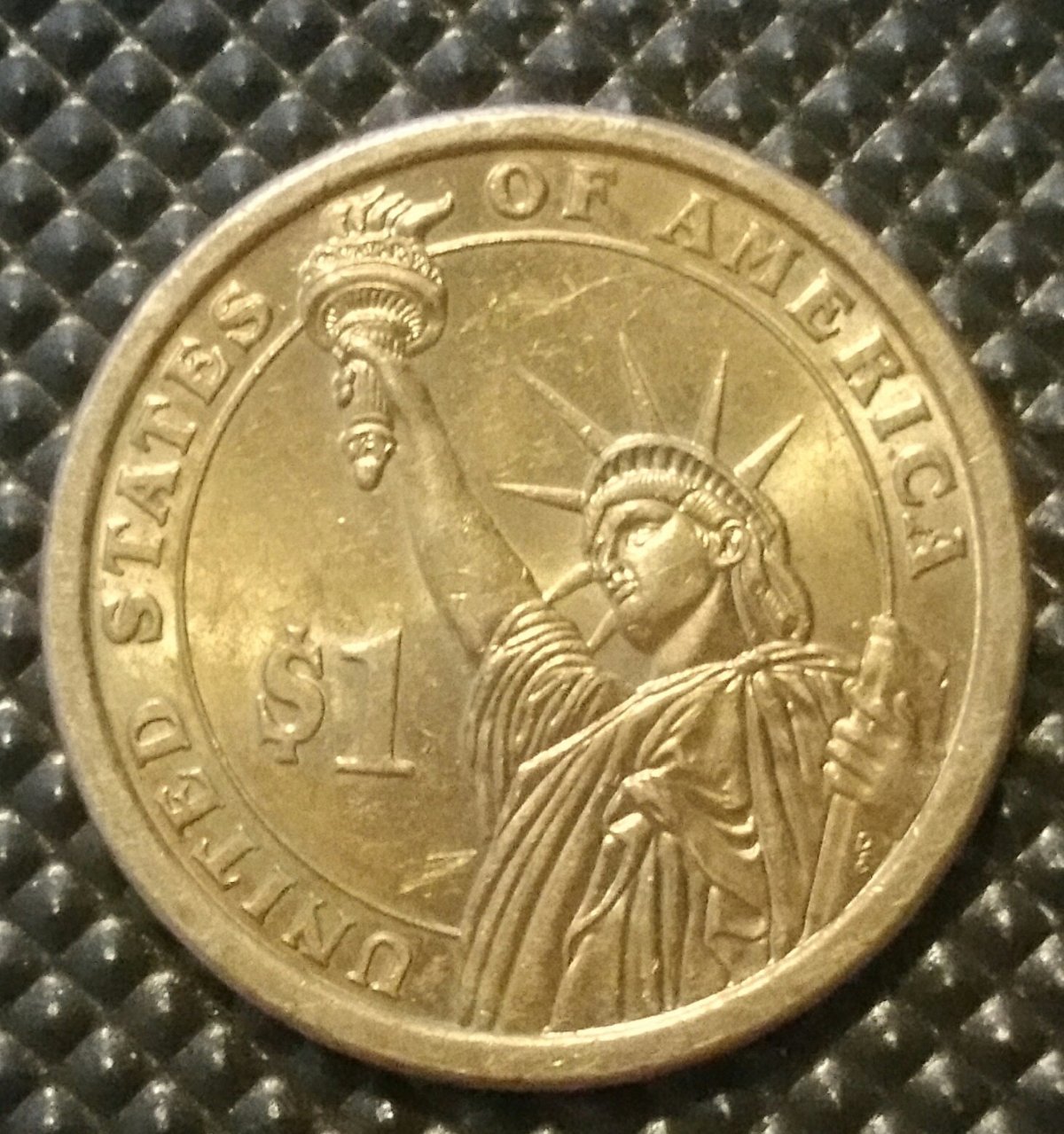 2010-D-Franklin-Pierce-Dollar-Coin-With-Thread-Or-Hair