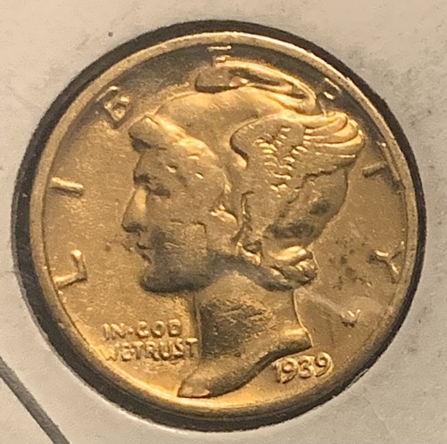 Gold-1939-Mercury-Dime-For-Grading.