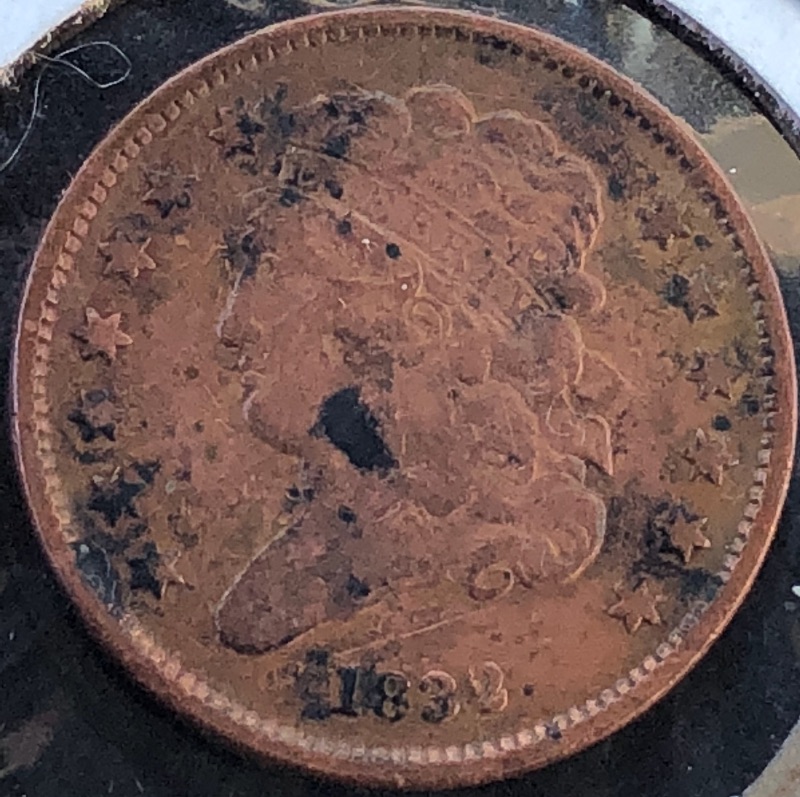 1832-Half-Cent-Grade-With-Damage-On-Reverse
