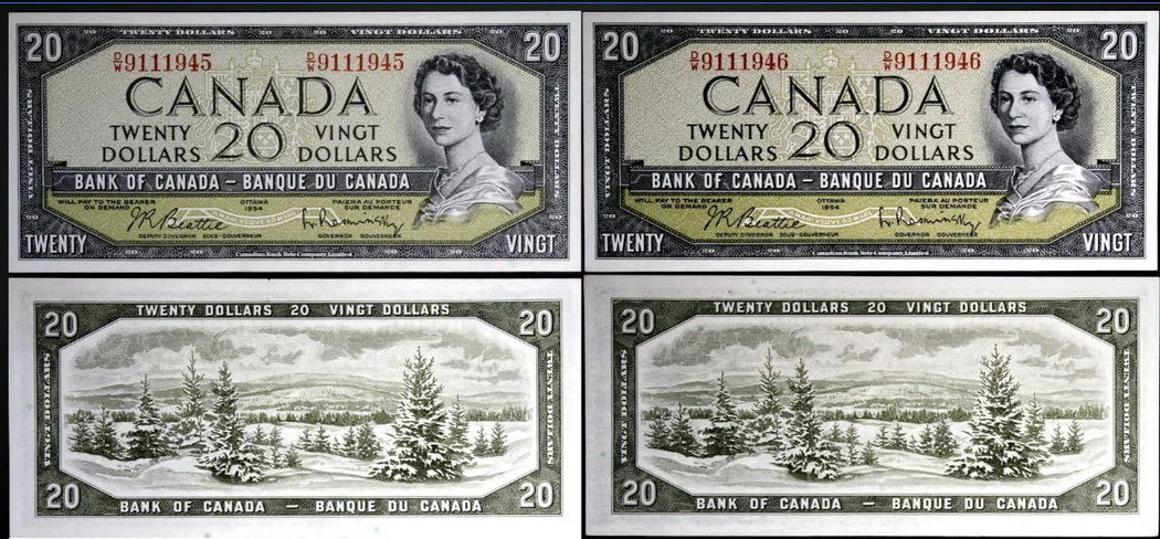 1954-$20-Consecutive-Notes-Top-Grades