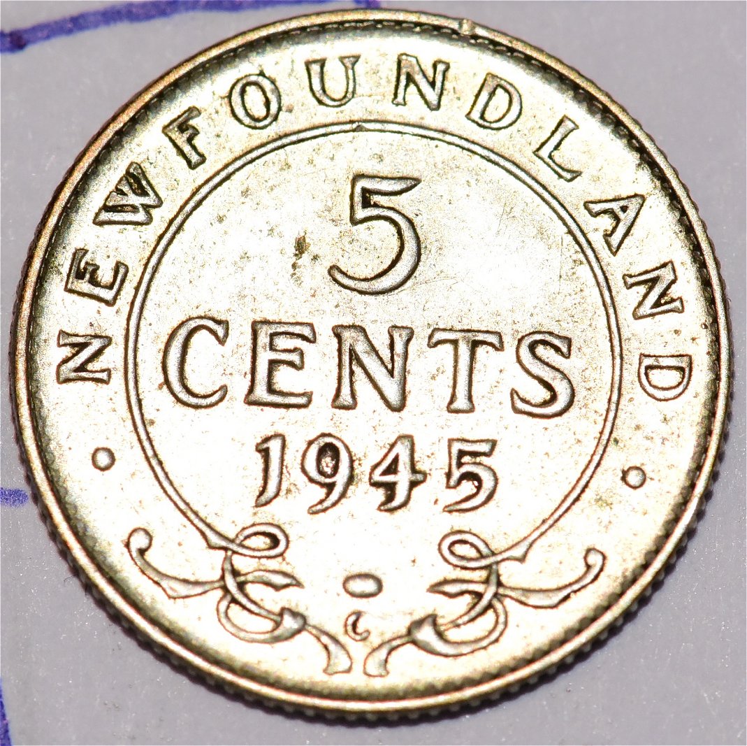 Newfoundland-1945-5-Cents---Help-Grade