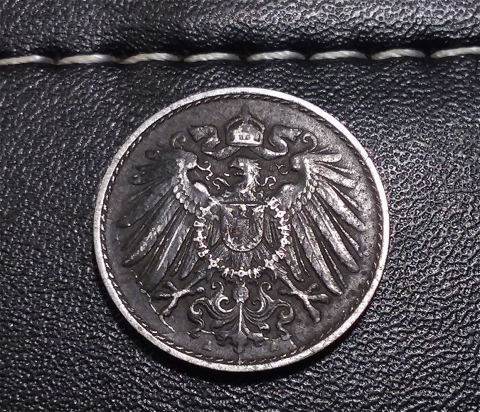 1918-5-Pfennig-Deutsches-Reich-Coin-Die-Cast-Crack-On-Reverse