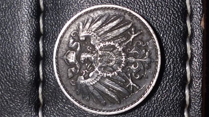 1918-5-Pfennig-Deutsches-Reich-Coin-Die-Cast-Crack-On-Reverse