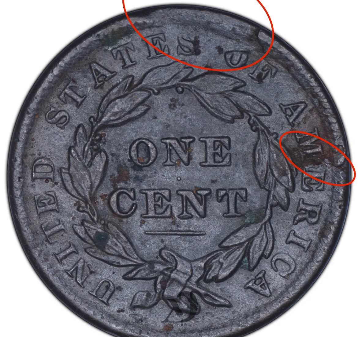 1838-Coronet-Liberty-Head-Large-Cent-Die-Crack-&-Cud-Break