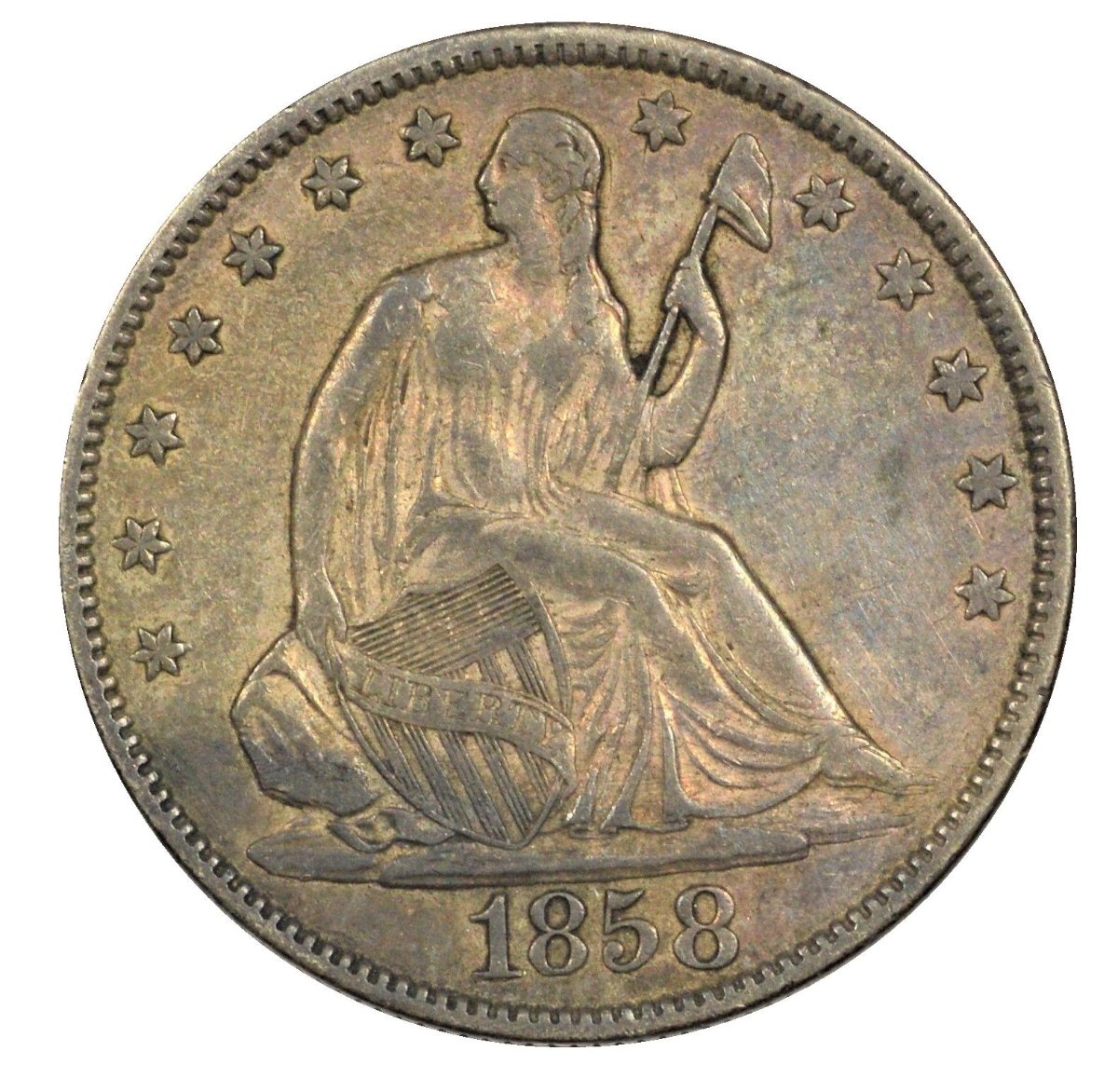 1858-Seated-Half---Original-Or-Cleaned