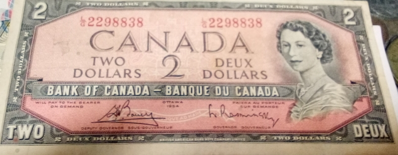 1954-Canadian-2-Dollar-Bill.-,--Any-Value-?