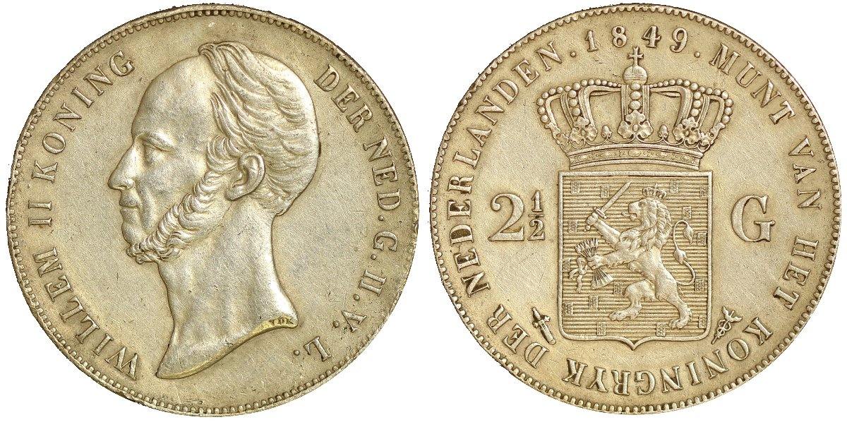 Netherlands-1848-2-1/2-Gulden-For-Grading
