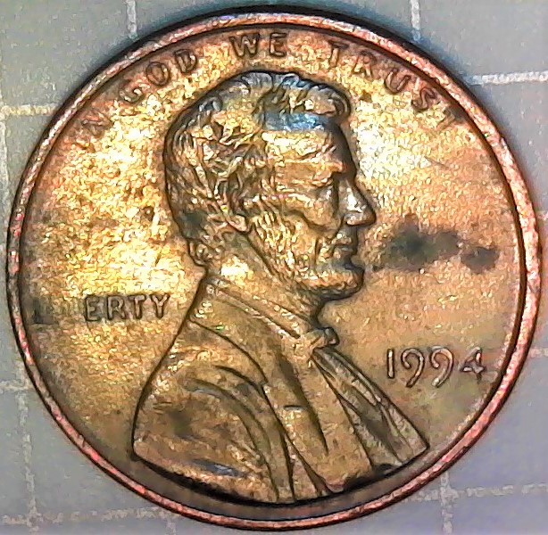 1994-Lmc-Penny.-Interesting-Coin.-Struck-Through-Grease
