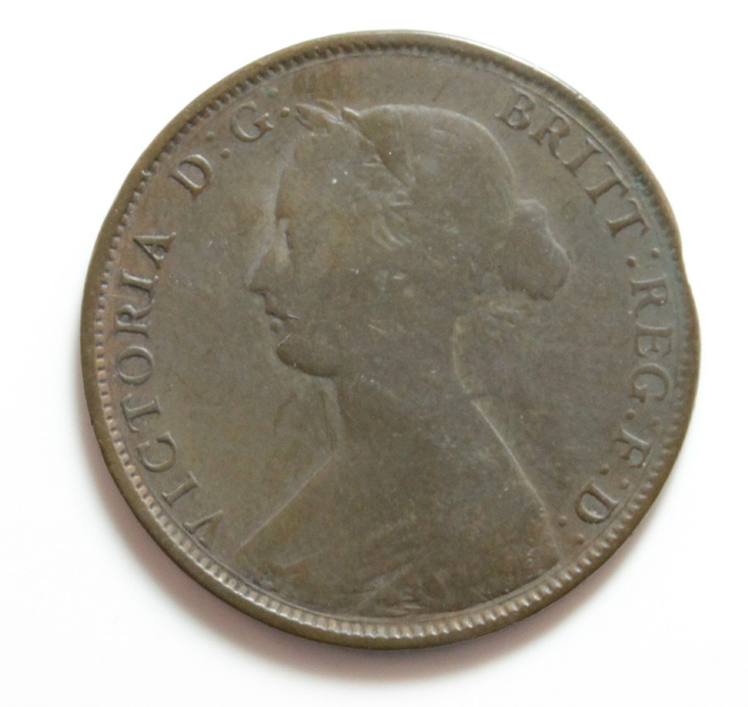1874-1894-Victoria-Half-Penny-Brockage-Error-Looking-For-Confirmation
