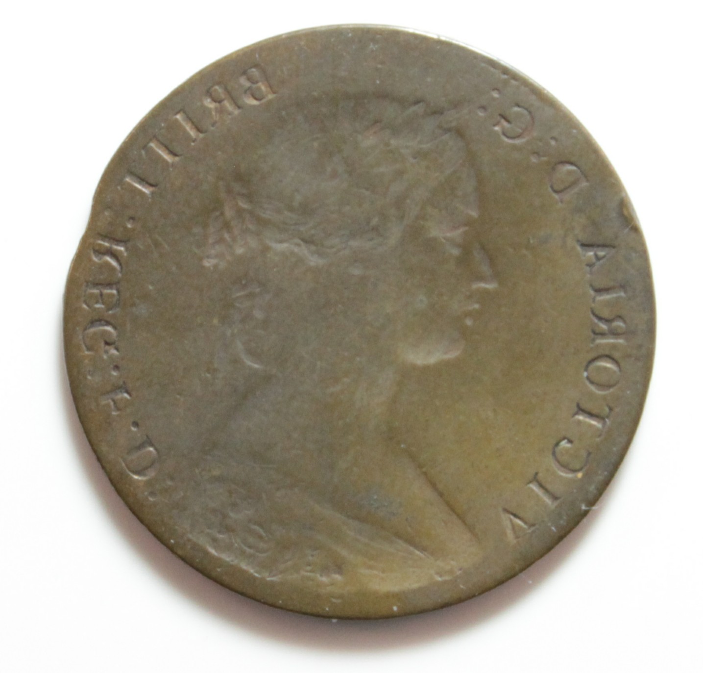 1874-1894-Victoria-Half-Penny-Brockage-Error-Looking-For-Confirmation