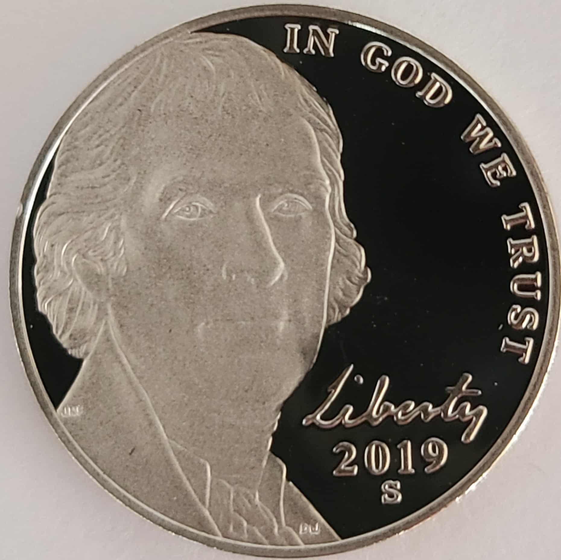 2019-S-Proof-Nickel---DDR-W/-Doubling-On-The-Left-Archway-Of-Monticello?