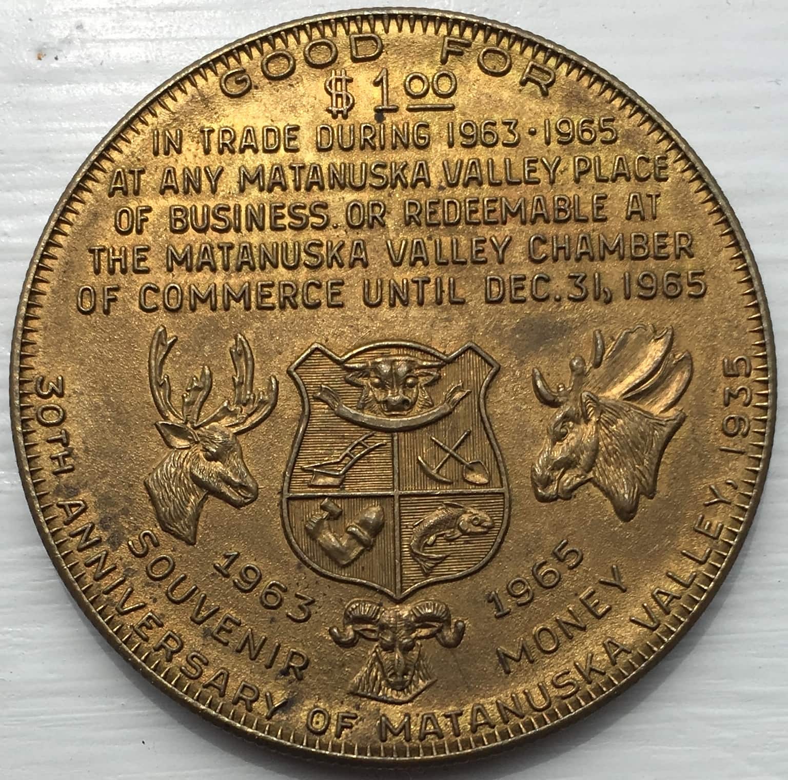 1963-Matanuska-Valley,-AK-Souvenir-Token