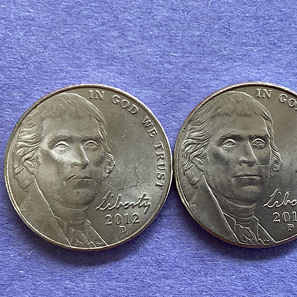 2012-Jefferson-Nickels:-Machine-Doubling-Identification,-Attempt-#2.