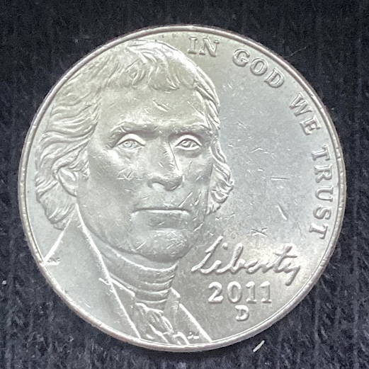 2011-D-Jefferson-Nickel-With-Class-VIII/Ix-Or-Converging-MD.