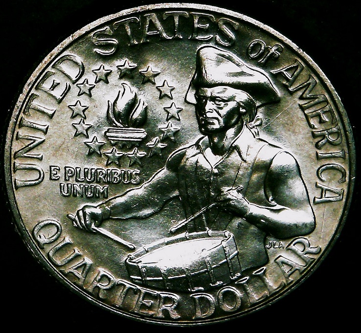 1976-P-Bicentennial-Quarter-With-Many-Die-Cracks-And-A-Large-Die-Gouge