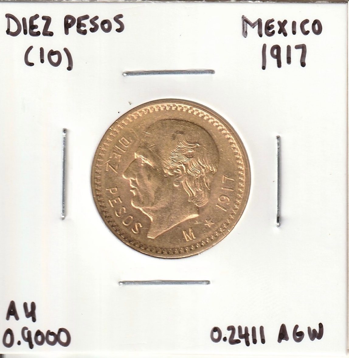 1917-Mexico-10-Peso---Gold