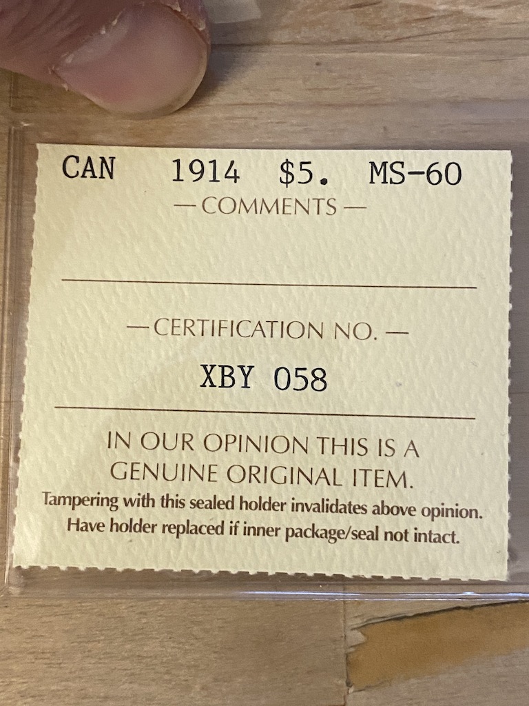 1914-Canada-Gold-5-Dollar-MS-60-ICCS