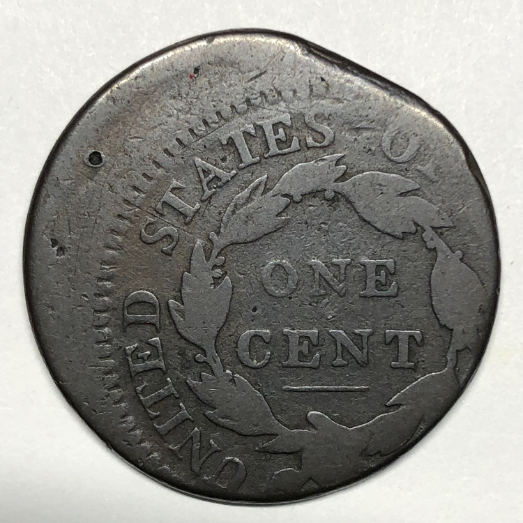 1814-S-294-Large-Cent-Off-Center-W/-Straight-Mint-Clip