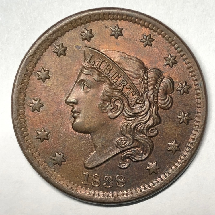 1838-N-10-Coronet-Head-Large-Cent