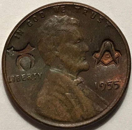 Masonic-Tokens,-Coins-And-Counter-Stamped-Pennies