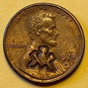 Masonic-Tokens,-Coins-And-Counter-Stamped-Pennies