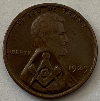 Masonic-Tokens,-Coins-And-Counter-Stamped-Pennies