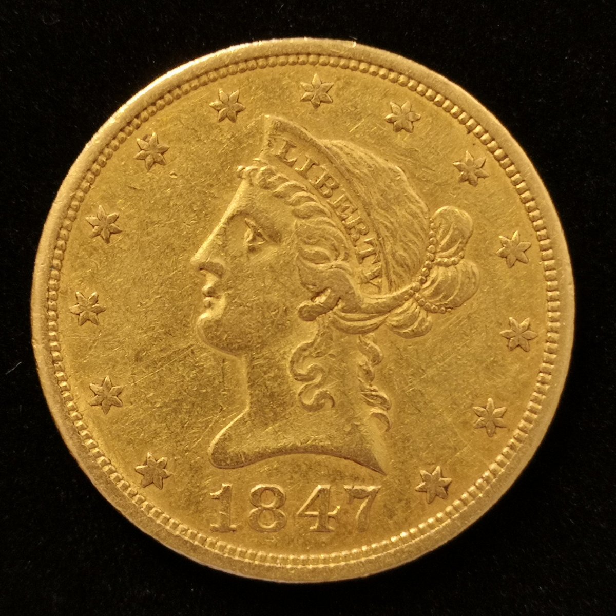 1847-10$-Mint-Mark-Position-And-Grade