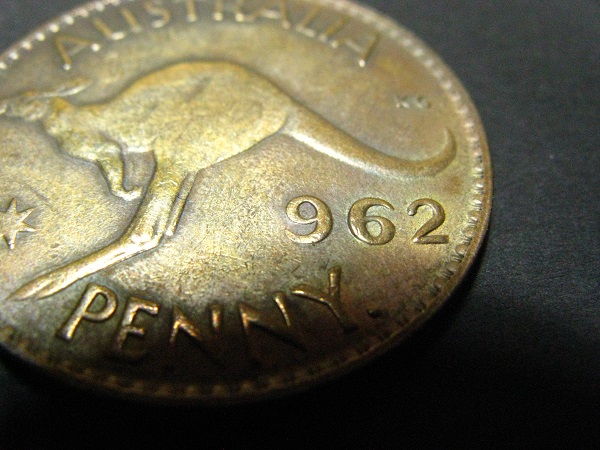 1962-Australian-Penny---Missing-'1':--'962'