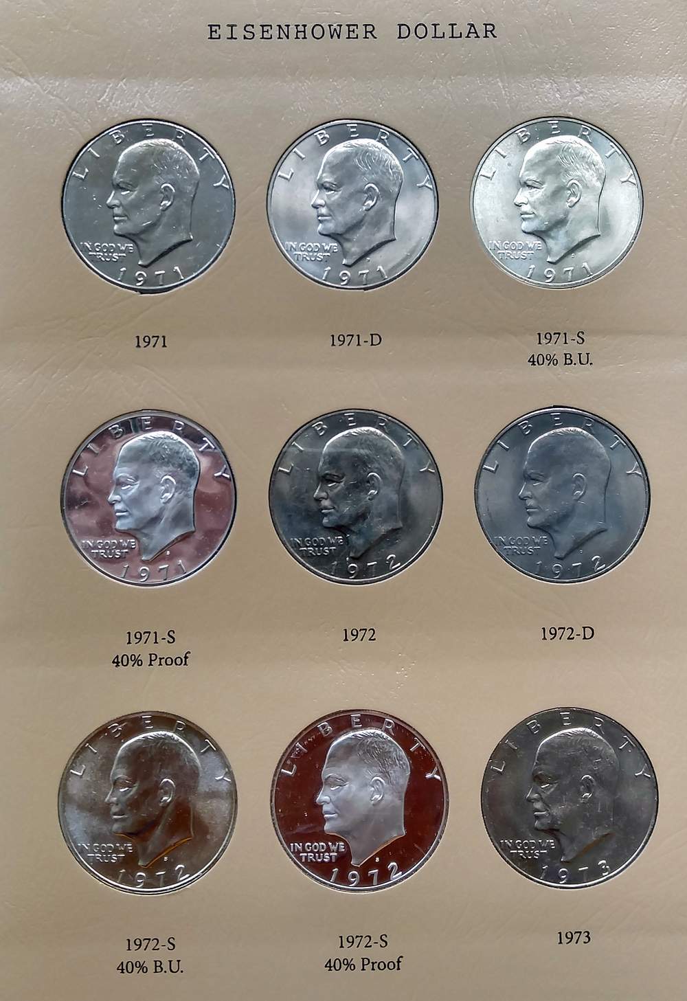 32-Coin-Set-Eisenhower-Dollars-In-A-Nice-Dansco-Album....-Hooray~~