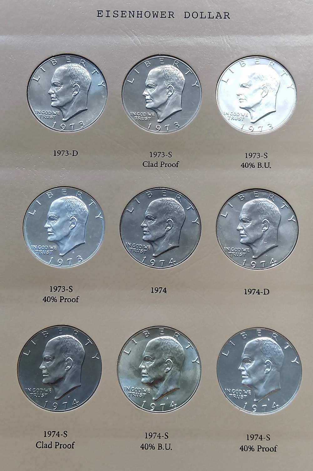 32-Coin-Set-Eisenhower-Dollars-In-A-Nice-Dansco-Album....-Hooray~~