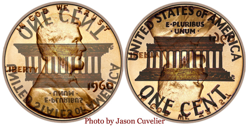 1959-D-Lincoln-Memorial-Cent-Mint-Error---Off-Center-W/-Odd-Bevel