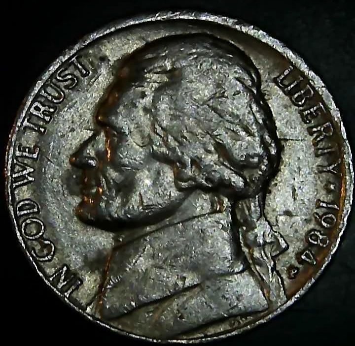 1984-P-Jefferson-Nickel-With-Strong-Die-Clashing.