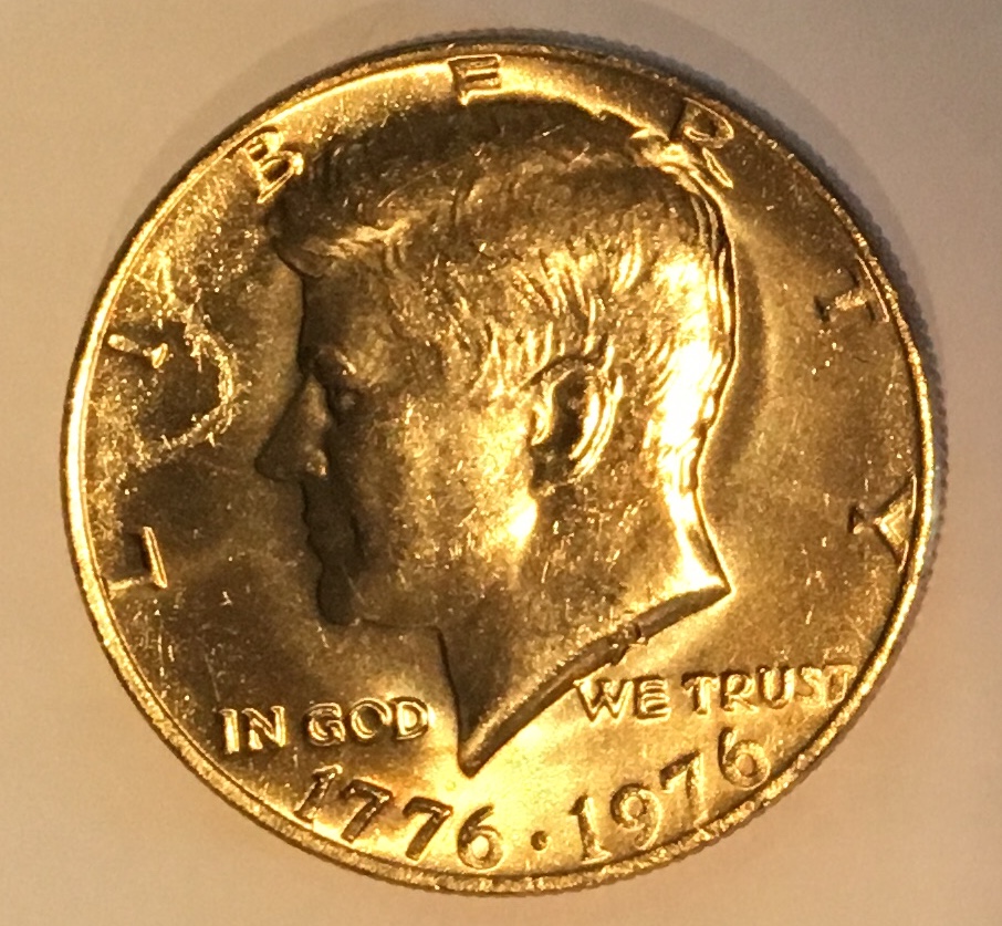 1976-P-Kennedy-Bicentennial-Clad-Strike-Through?-Pulled-From-Mint-Set