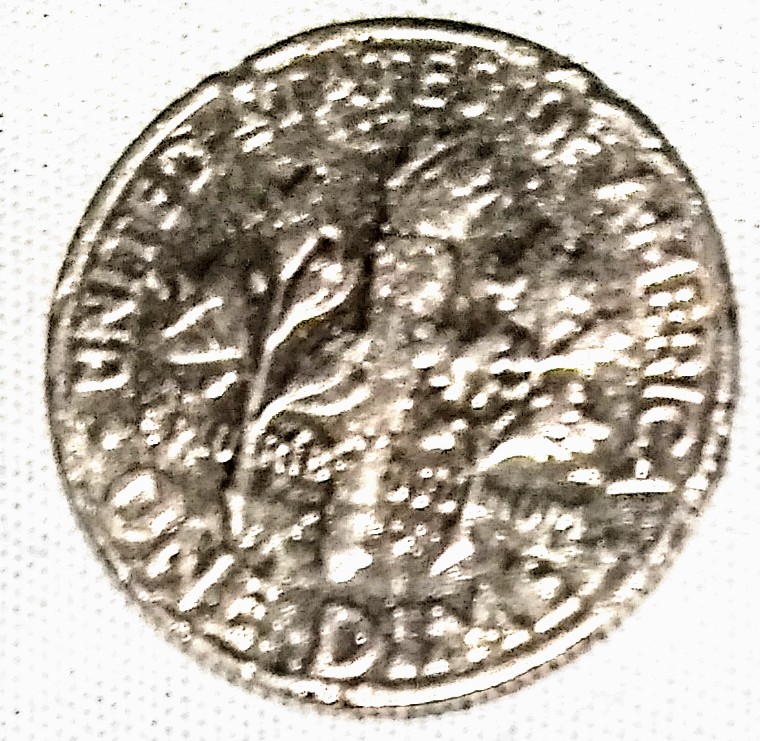 Error-Or-PMD.-1977-NM-Dime.-Rim-Errors-REV-&-Obv.-Die-Break-OBV-By-Dime-+